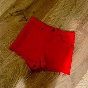 Buffalo red denim shorts